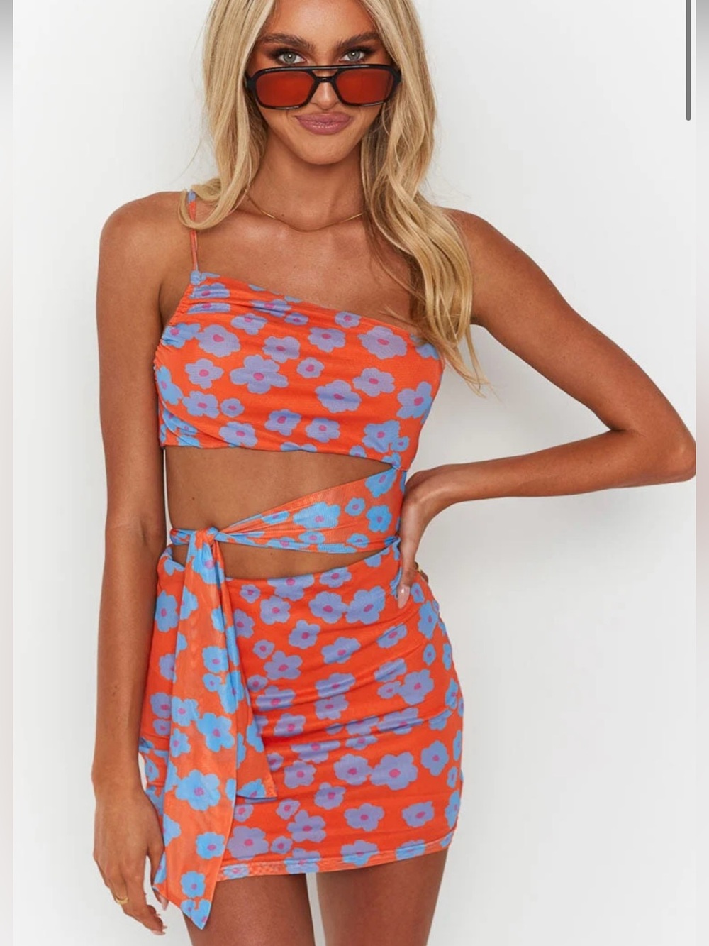 Beginning Boutique Nikita Orange Floral Dress